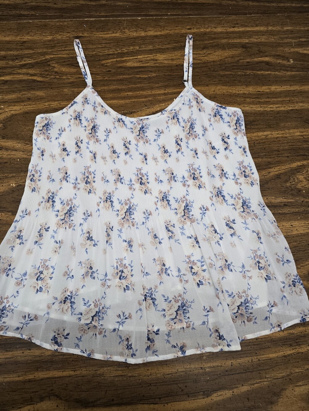 Abercrombie & Fitch White Floral Spaghetti Strap Cami with Blue & Peach Print